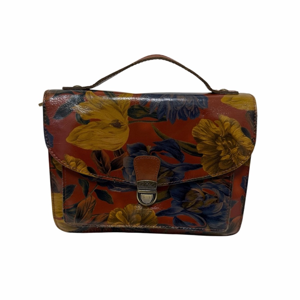 Patricia Nash Brown/Multi Floral Leather Satchel Handbag